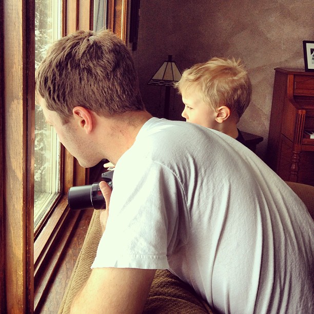 Evan and I checking out our American Tree Sparrow lifer