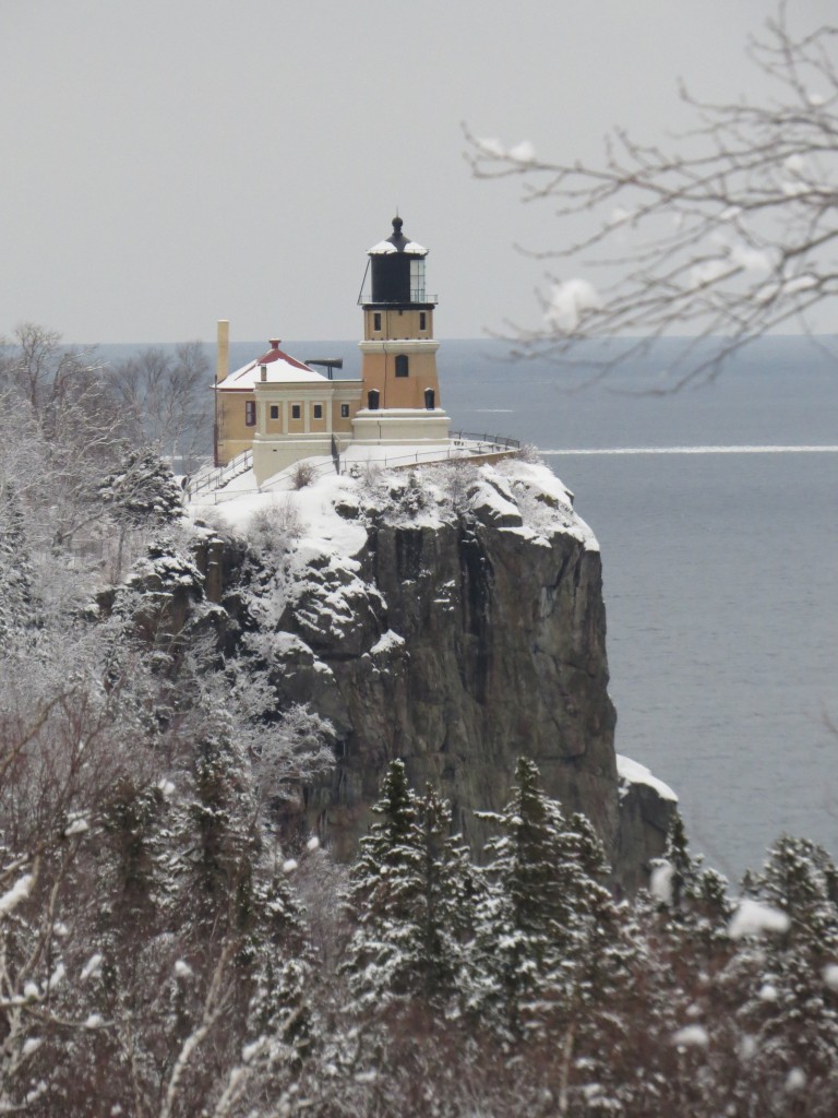 Viewing Split Rock Lighthouse while chasing a Great Gray Owl sighting