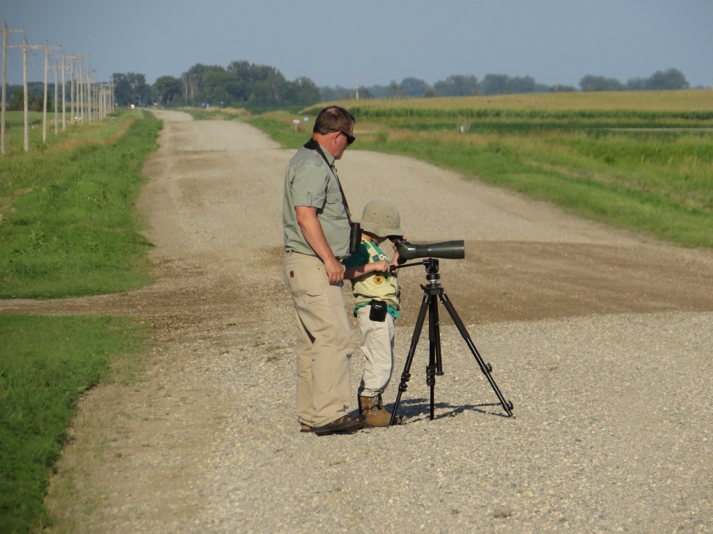 Randy and Evan looking at shorebirds