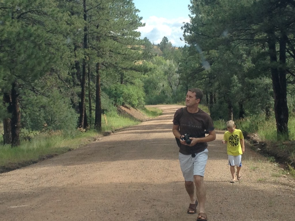 Evan and I searching for WETA on foot on Greenwood Road, Custer County, Colorado