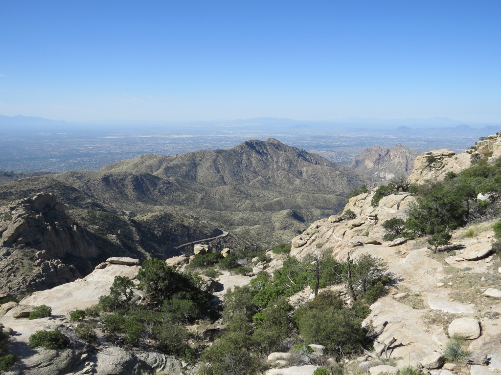 Looking SW from Mt. Lemmon; Tucson is the flat area below.