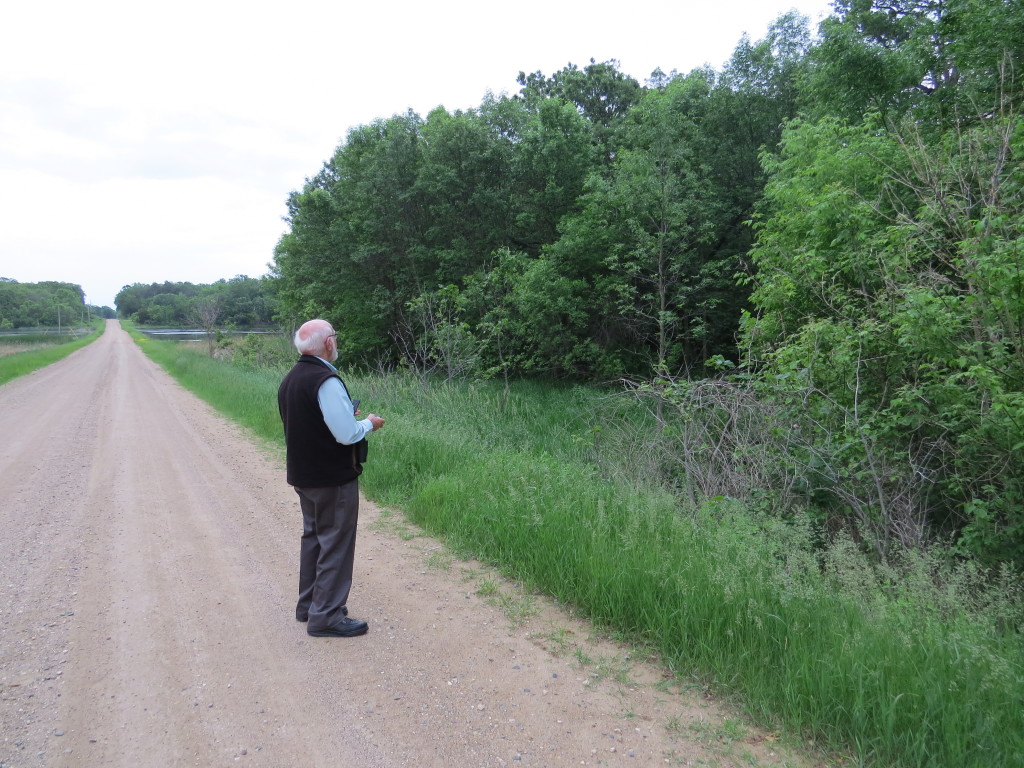 Bob Janssen at the site of his latest county bird, a Kandiyohi County Wood Thrush